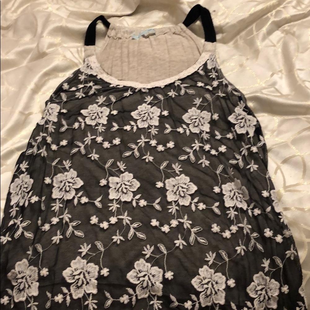 Maurices Black and Gray Floral Tank